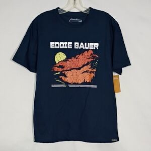 NWT Eddie Bauer Dark Blue Graphic Tee Mens Size Small